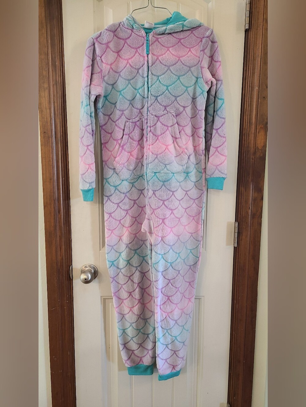 Kids Pastel Mermaid-Print One-Piece Pajamas Size L